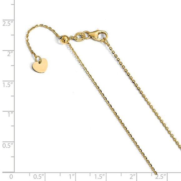 1.15mm 14k Yellow Gold D/C Oval Open Cable Adj. Chain Necklace, 30 Inch - Picture 2 of 5